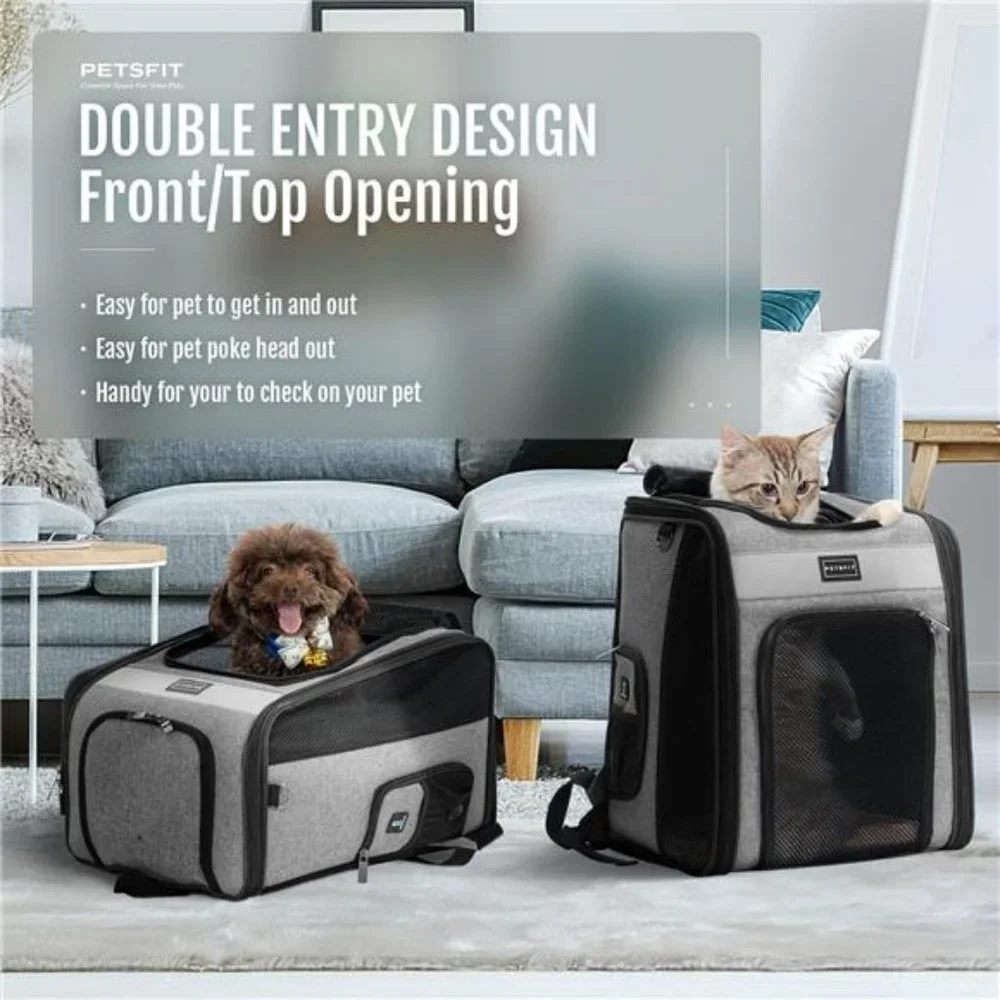 Cat Backpack Carrier with Soft Plush Mat, Cross Ventilation Design, Dog Backpack